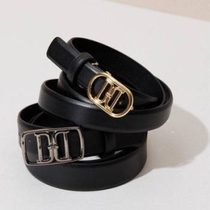 닥스 DD 메탈릭 골드버클 소가죽 후크 벨트 DBBE4F400BK