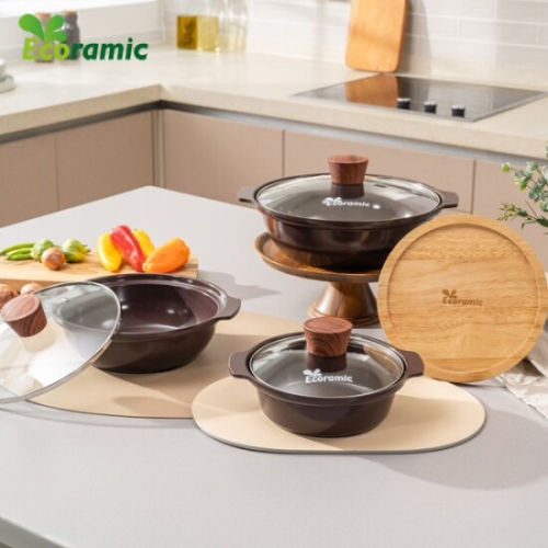 에코라믹  IH 뚝배기형 냄비 4종 (뚝배기16,20,24+나무받침)