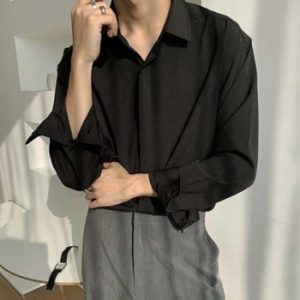 라일리 Rly 남자 모임 룩 소개팅 미팅 코디 검정 카라 셔츠 남방 16249534