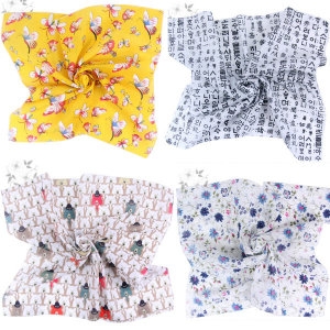 영화사 일러스트 나염 가제손수건