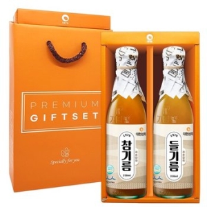 대현상회 저온압착 참기름 들기름 350ml 2병 선물세트