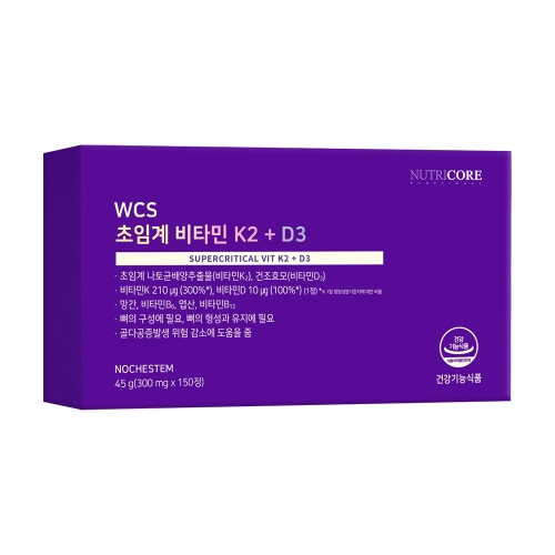  뉴트리코어 WCS 초임계 비타민 K2 + D3 300mg 150정 [1개]