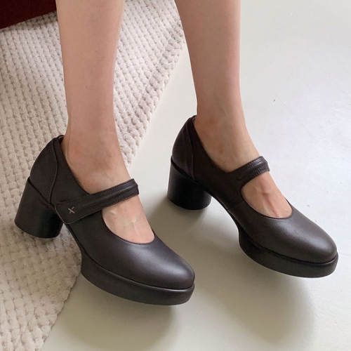 지쎄 여성 천연가죽 통굽 메리제인 구두_GIS-43212-1