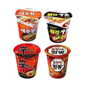 농심  신라면컵6개 + 튀김우동컵6개 + 새우탕컵6개 + 오징어짬뽕컵6개