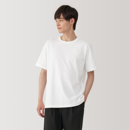 MUJI 남성 워싱 태번수 크루넥 반소매 티셔츠 AB1MFA4S