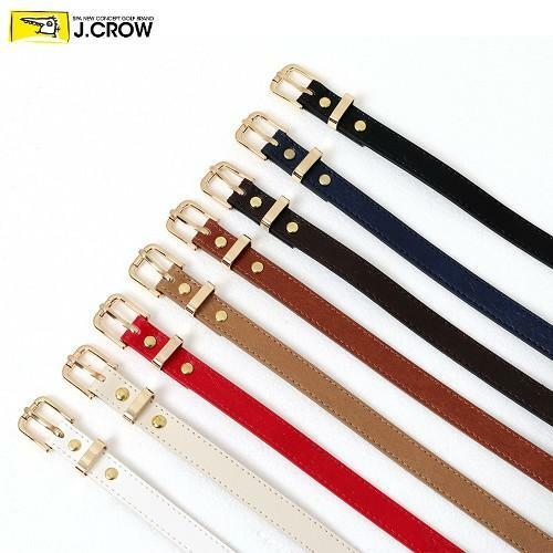 제이크로우  여성 스퀘어 라운드버클 골드라인 가죽 벨트 (JCBT15S-SGO09)