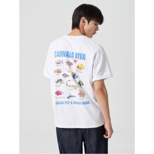 에잇세컨즈 피쉬 그래픽 반팔 티셔츠 화이트 454642FQA1