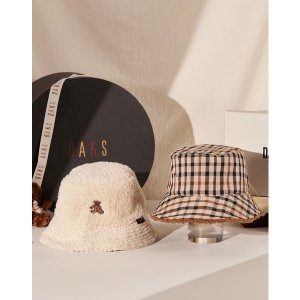 닥스 곰돌이자수 부클 양면 버킷햇 DBHE4F853IV