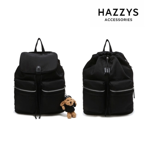 헤지스 블랙 나일론 패딩 투포켓 투웨이 백팩L_HIBA4FH04BK