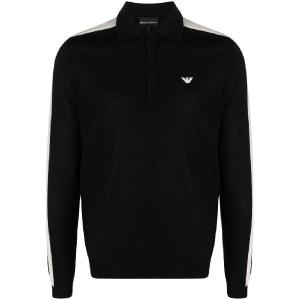 엠포리오아르마니 로고 자수 버진 울 폴로 스웨터 6R1MU11MMHZ T