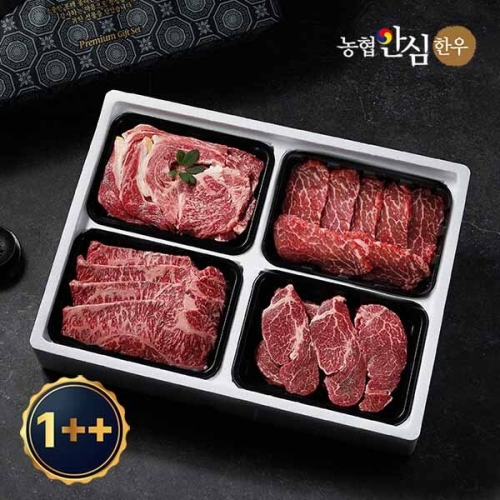 농협안심한우  1++등급 믿음 한우 구이 4호 (등심+채끝+안심+갈비살) 1.2kg
