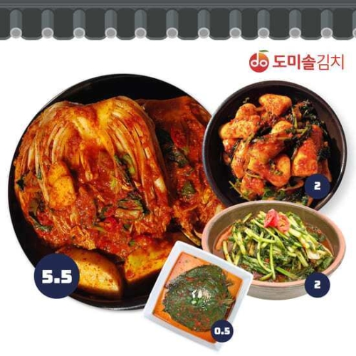 도미솔식품 포기5.5kg+열무김치2kg+총각김치2kg+깻잎김치0.5kg 10kg