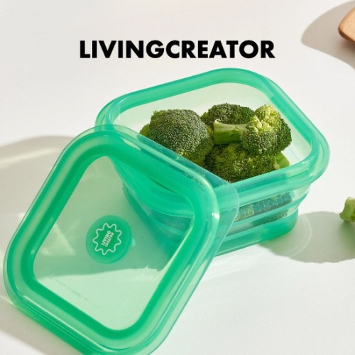리빙크리에이터 푸쉬락 지켜락 접이식 실리콘 용기 200ml