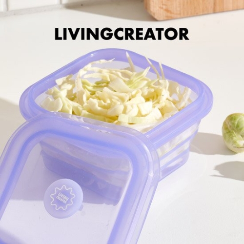 리빙크리에이터 푸쉬락 지켜락 접이식 실리콘 용기 1.2L