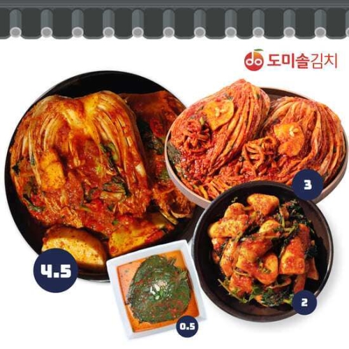 도미솔식품 포기 4.5kg + 보쌈김치 3kg + 총각김치 2kg + 깻잎김치 0.5kg 10kg