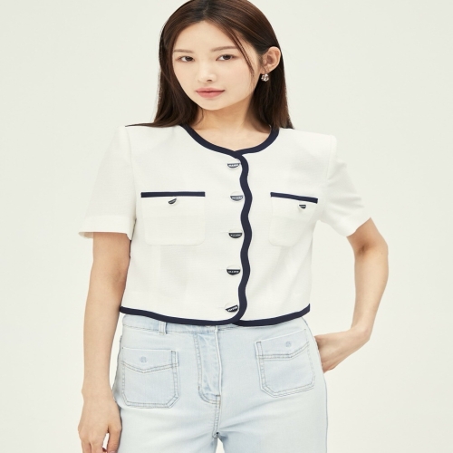 JJ지고트 스캘럽 라인 크롭 재킷 GP6M0JK931