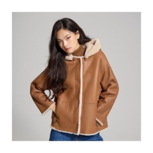 로보 라도마 리버시블 후드 탈부착 숏 무스탕 CSJ22B014