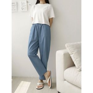 아미 샵앤데일리 여성 여름 밴딩 무지 통 배기바지 면 와이드팬츠 -WPT-33