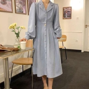 데이트 모임 코디 카라넥 데일리 여자 롱 원피스 치마 WD456F9