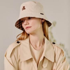 닥스베어 자수장식 체크 리버시블 버킷햇 DBHE4F125IV