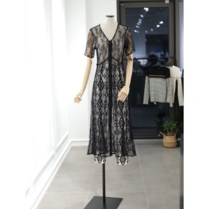 제시뉴욕 알렉시스N 레이스 하프슬리브 드레스 DE15NSON5590 66 블랙