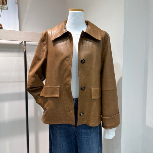 아이잗바바 스탠카라 플랩포켓 양가죽 자켓 BN91A31LT031/카멜