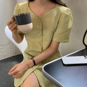 정장 소개팅 러플 하객 실루엣 시원한 연그린 데이트 WD64ABE