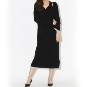 포인트 롱원피스 루즈핏 카라 데일리 롱 프릴 니트 원 WD64B21