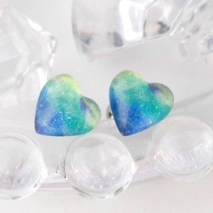 오로라  블루 통통 하트 써지컬 스틸 피어싱 WD6392E