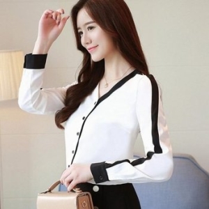 쉬폰 NEW 블라우스 에밀리 L 긴팔블라우스 브이넥 WD6C0D0