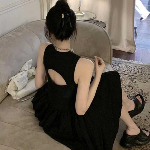 오노마 ONM 여성 캐주얼 블랙 U넥 롱 봄 여름 결혼식 미팅 원피스 14929880