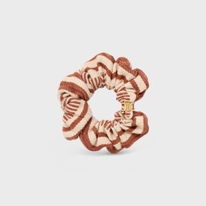 셀린느 머리끈 461AQ2BCO.02ES Scrunchy Stripes in Brass with Gold Finish and Co..