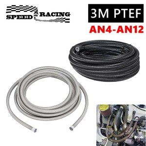3M 10FT Racing Hose AN4-AN12 Stainless Steel Braided Line PTFE Brake Ho..