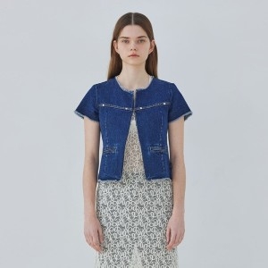 랭글러 우먼즈 데님 컷오프 반팔 자켓 인디고 미디움 120540