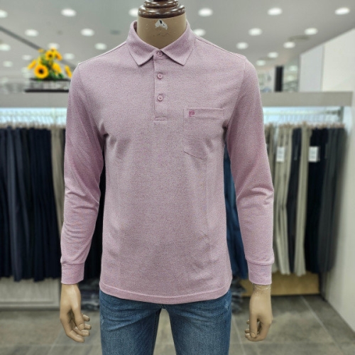 핑크 심플 면/레이온 혼방 캐주얼 카라티셔츠/PPTS1901A