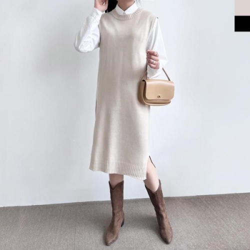 오노마 ONM 미운 군살 가려주는 롱니트 원피스 30대데일리룩 15452429