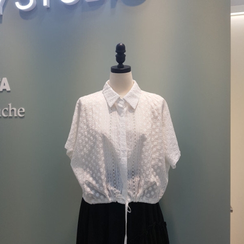 SOOS 레이스가오리블라우스 S242NBL654/화이트