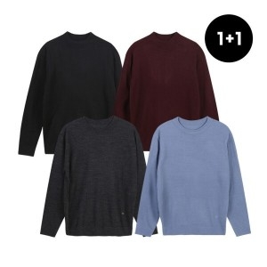 인디안 412964 남성 심플라운드 니트4종 1+1