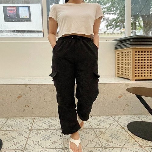 알티피아 여성 스트링 밴딩카고바지 여자 와이드 조거 카고팬츠 WCD0D1F