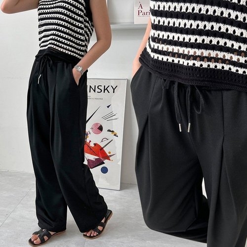 알티피아 여성 더블 주름 밴딩 데일리 패션 와이드 바지 WC37FFE