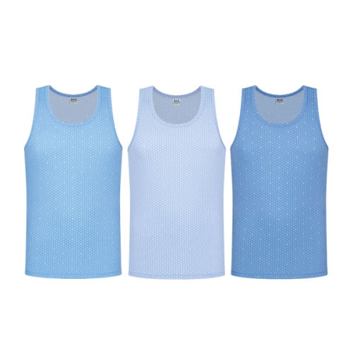 BYC 규칙적나염패턴유색칼라민소매런닝3매입MCF2149