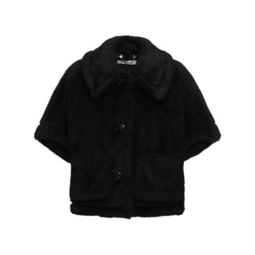 막스마라 New Terzo1 테르조 라인드 투포켓 테디 케이프 블랙