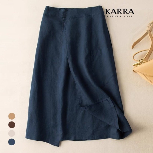 KARRA 폴리린넨랩스퀘어포켓스커트_A4M1363