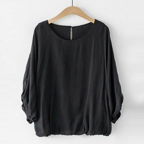 샵앤 낭만 여성 벌룬소매 7부 스판블라우스 CAT-WBL-12132-블랙