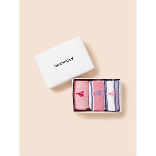 빈폴키즈 베이직 골지 양말 3족 세트 라이트 핑크 (BI47KTU02Y)