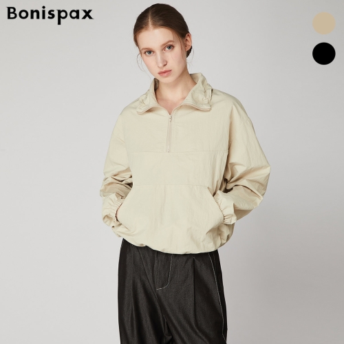 보니스팍스 지퍼 하이넥 빅 포켓 스트링 나일론 티셔츠 XO7TS007M0