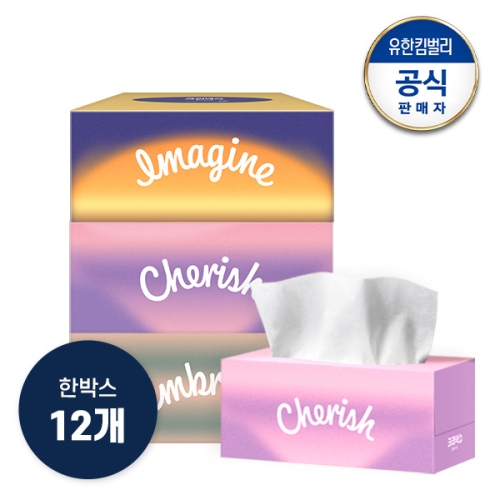 크리넥스 컬러 무드업 미용티슈 164매 (12입)