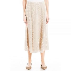 맥스 Studio 여성용 원사 염색 리넨 스커트, 버튼 포함, 카키/화이트 스트라이프-az807049 126058