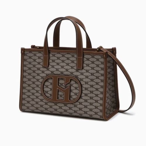 헤지스 HIBA4F118K2_여성 시그니처 HARIATO 패턴 소가죽 패치 토트백 428519