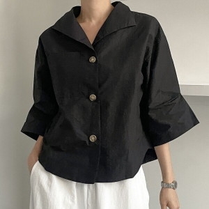 샵앤 낭만 여성 카라 V넥 7부소매 뒷단추 고퀄 자켓 겸 블라우스 CAT-WBL-121